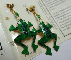 Vintage Signed “Lunch at the Ritz” Frog Earrings