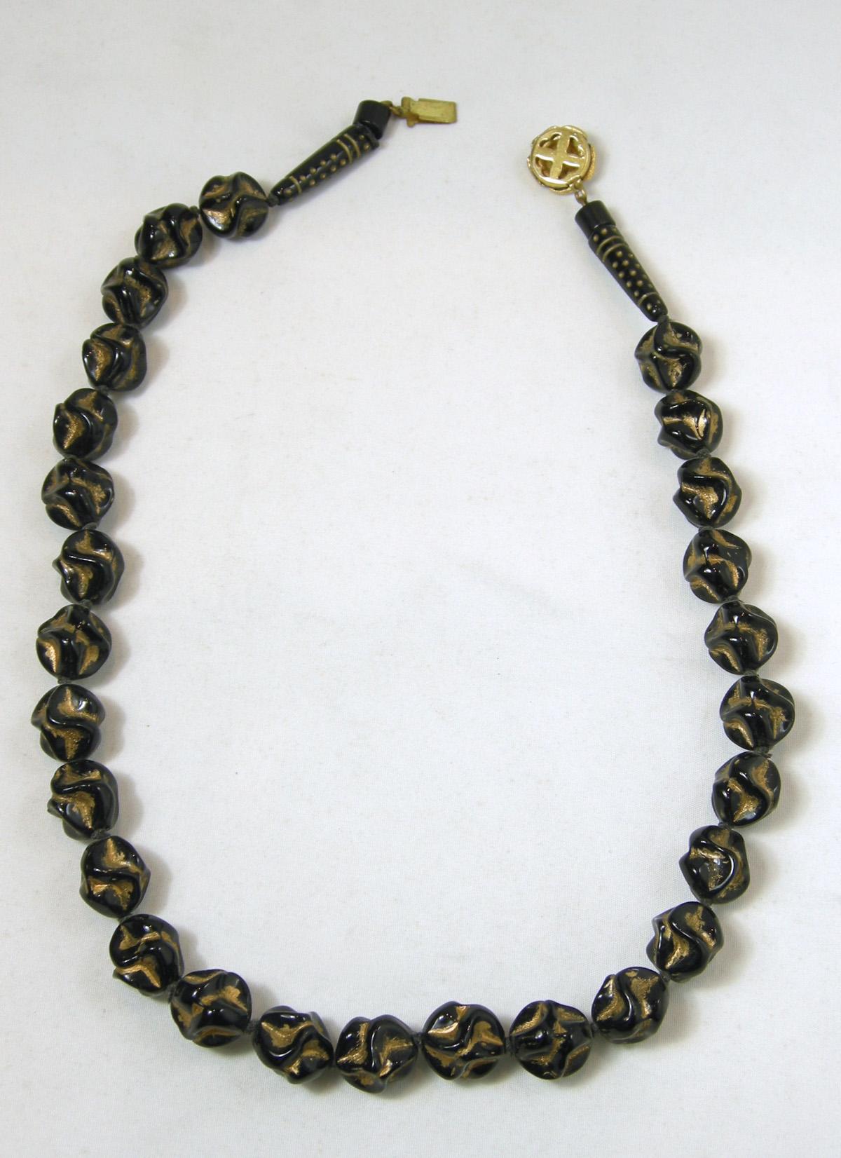 Women's or Men's Vintage Murano Glass Necklace Gold Foil For Sale