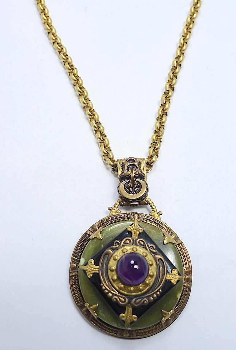 Vintage Art Deco Style Amethyst Pendant Necklace at 1stDibs