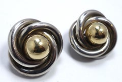 Vintage Sterling Silver & Gold Wash Circular Earrings