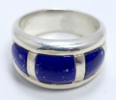 Vintage Lapis & Sterling Silver Ring, Size 10