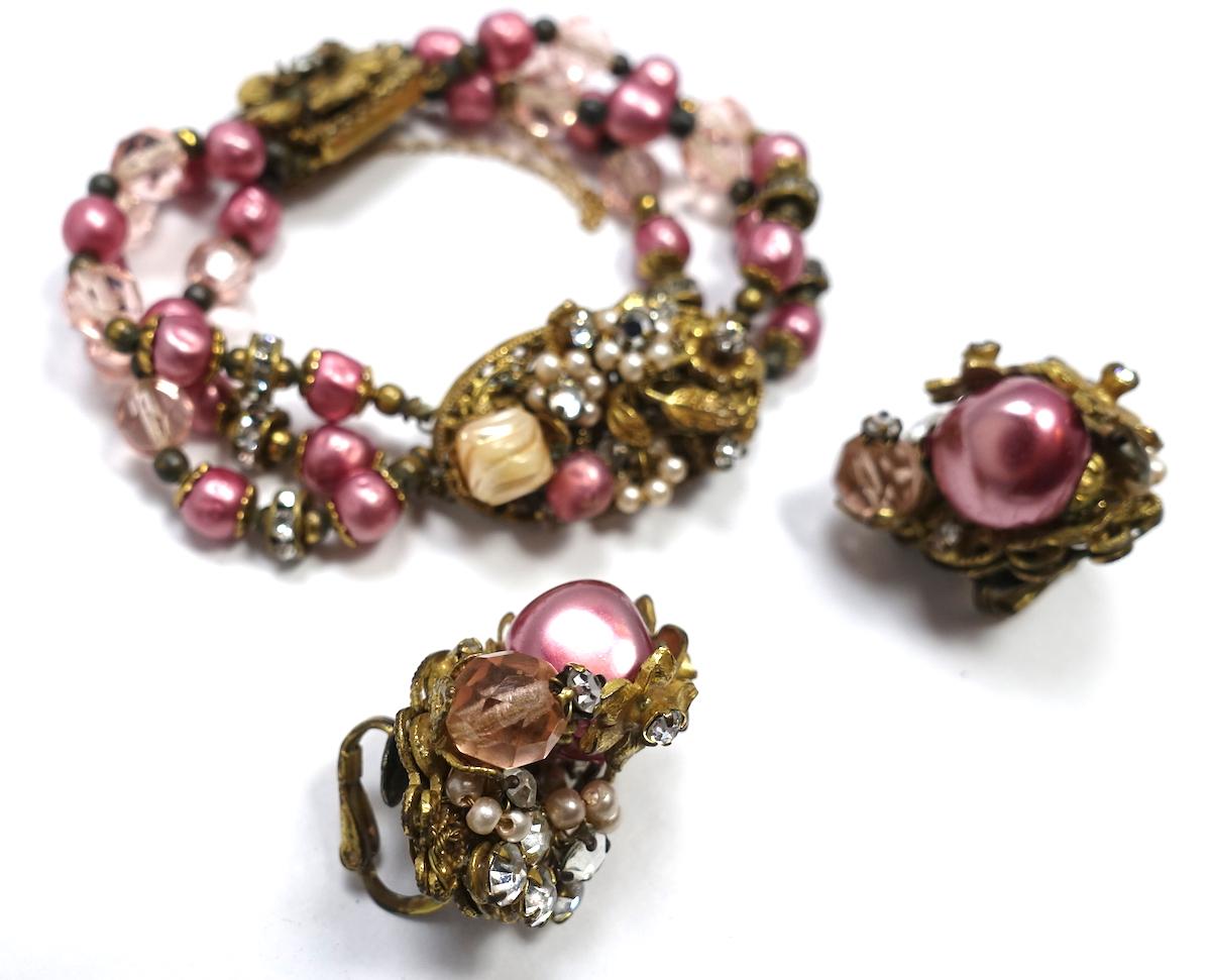 Women's Vintage Originals by Robert? 3-Strand Bracelet & Clip Earrings Set For Sale