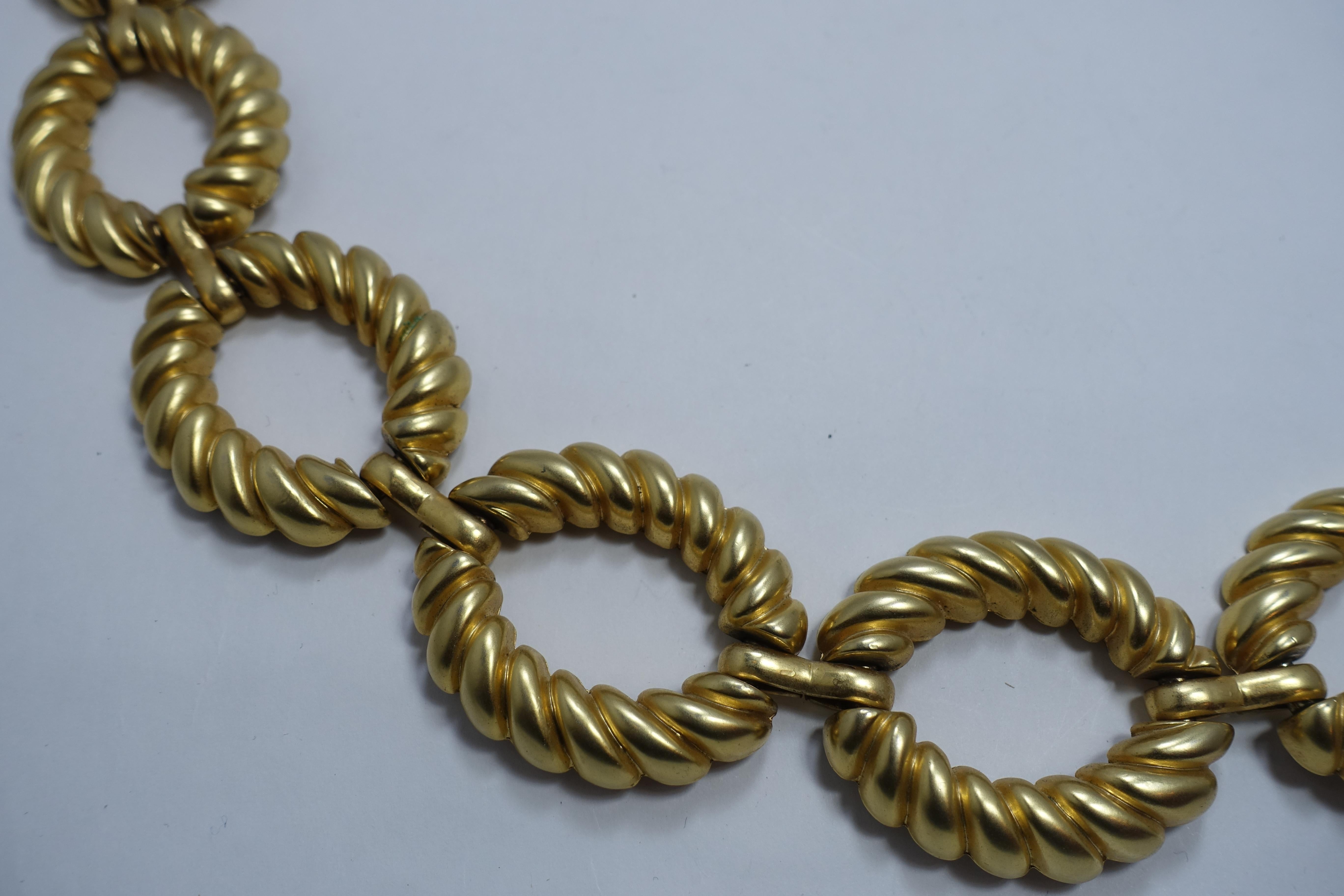 Vintage 1960s Gold Tone Large Ribbed Link Belt In Good Condition For Sale In New York, NY