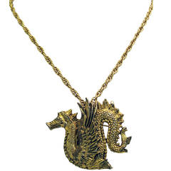 Signed Metropolitan Museum of Art Dragon Asian Theme Pin-Pendant Necklace