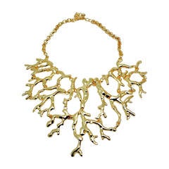 Signed Kenneth Jay Lane Abstract Branch Bib Necklace