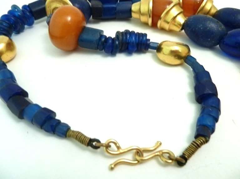 Vintage Robert Lee Morris Amber & Lapis Necklace In New Condition For Sale In New York, NY