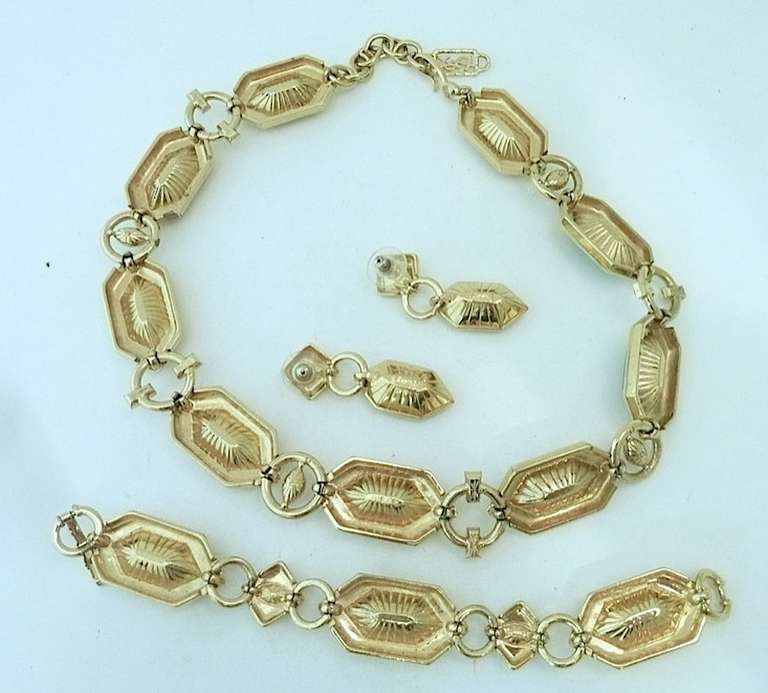Women's Vintage Signed Yves St. Laurent Necklace, Bracelet & Earrings For Sale