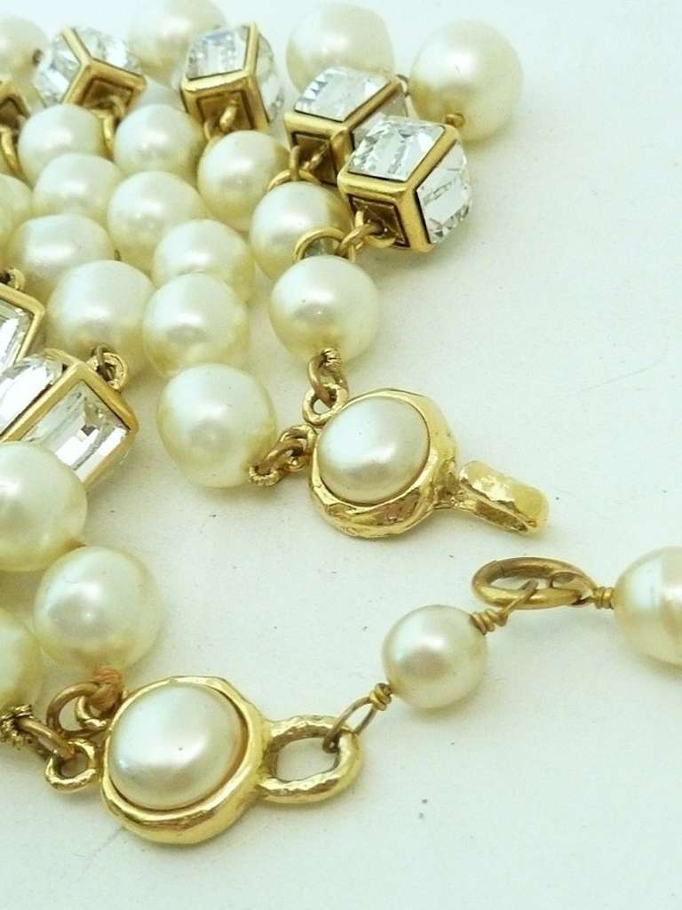 Vintage Signed Chanel 23 Multi-Strand Faux Pearl Necklace at 1stdibs