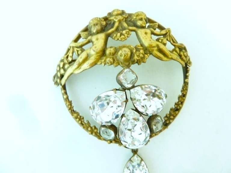 Vintage Signed Joseff Cupid Pin & Earrings In Excellent Condition For Sale In New York, NY