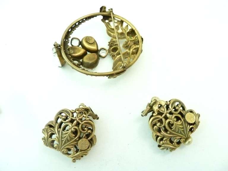 Women's Vintage Signed Joseff Cupid Pin & Earrings For Sale