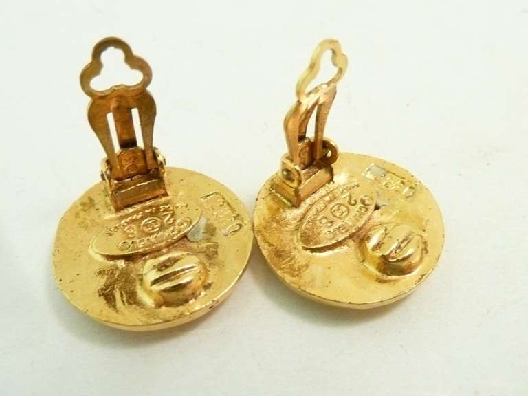 Vintage Signed Chanel Logo Earrings In Excellent Condition In New York, NY