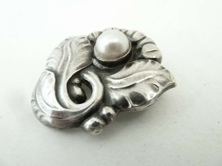 Vintage Signed Georg Jensen Denmark/Wendel 71 Pin In Excellent Condition In New York, NY