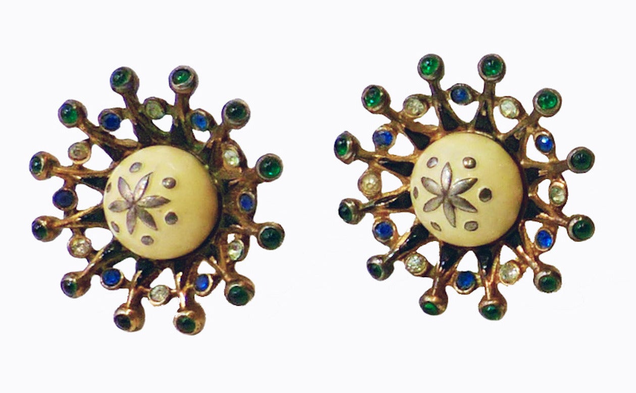 Rare Vintage 1930’s Trifari Chess Set Fur-Clip Pins & Earrings