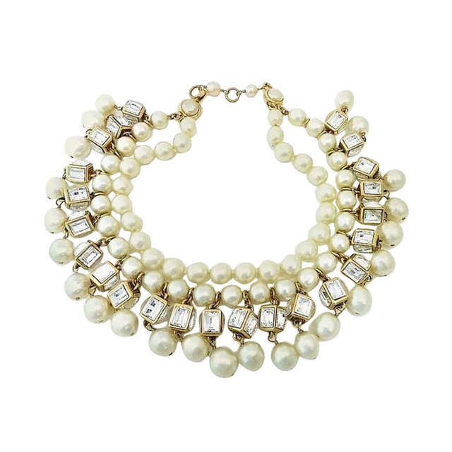 Vintage Signed Chanel 23 Multi-Strand Faux Pearl Necklace at 1stDibs ...