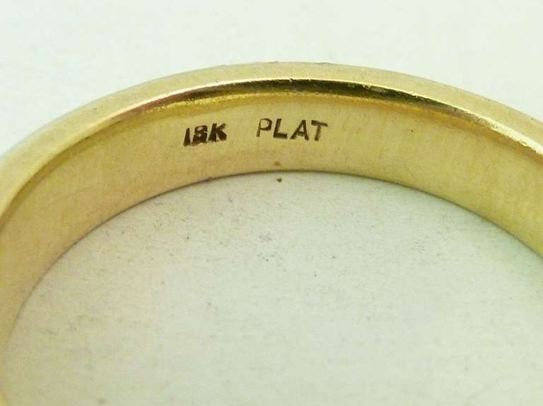 Women's or Men's Vintage Platinum & 18kt Gold Ring For Sale