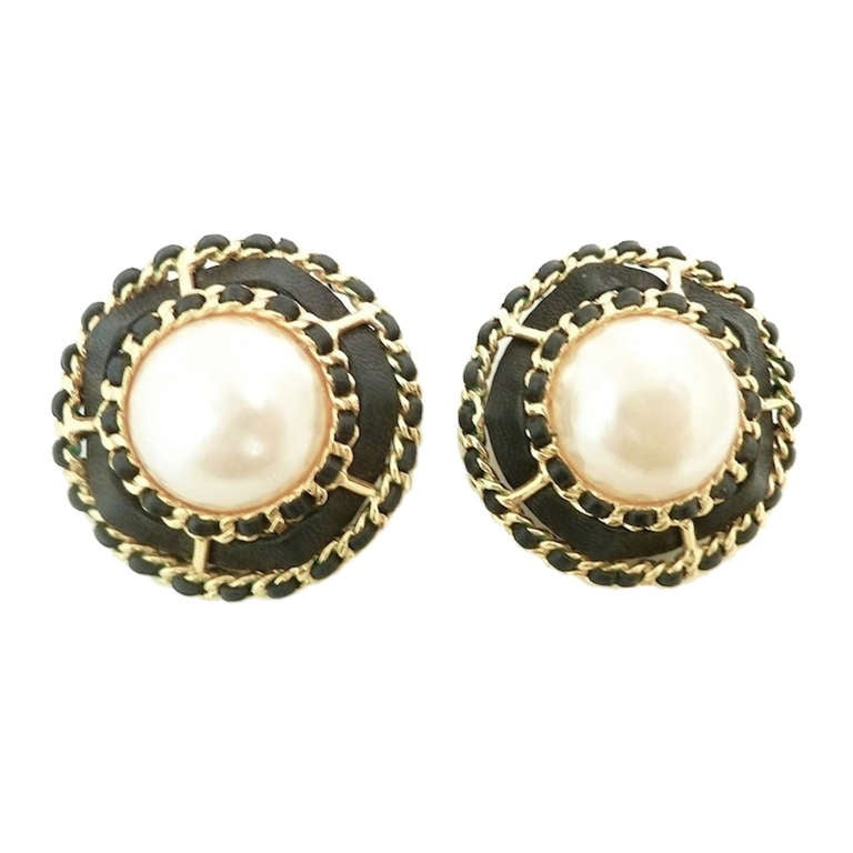 Chanel 25 Large Vintage Earrings For Sale at 1stdibs
