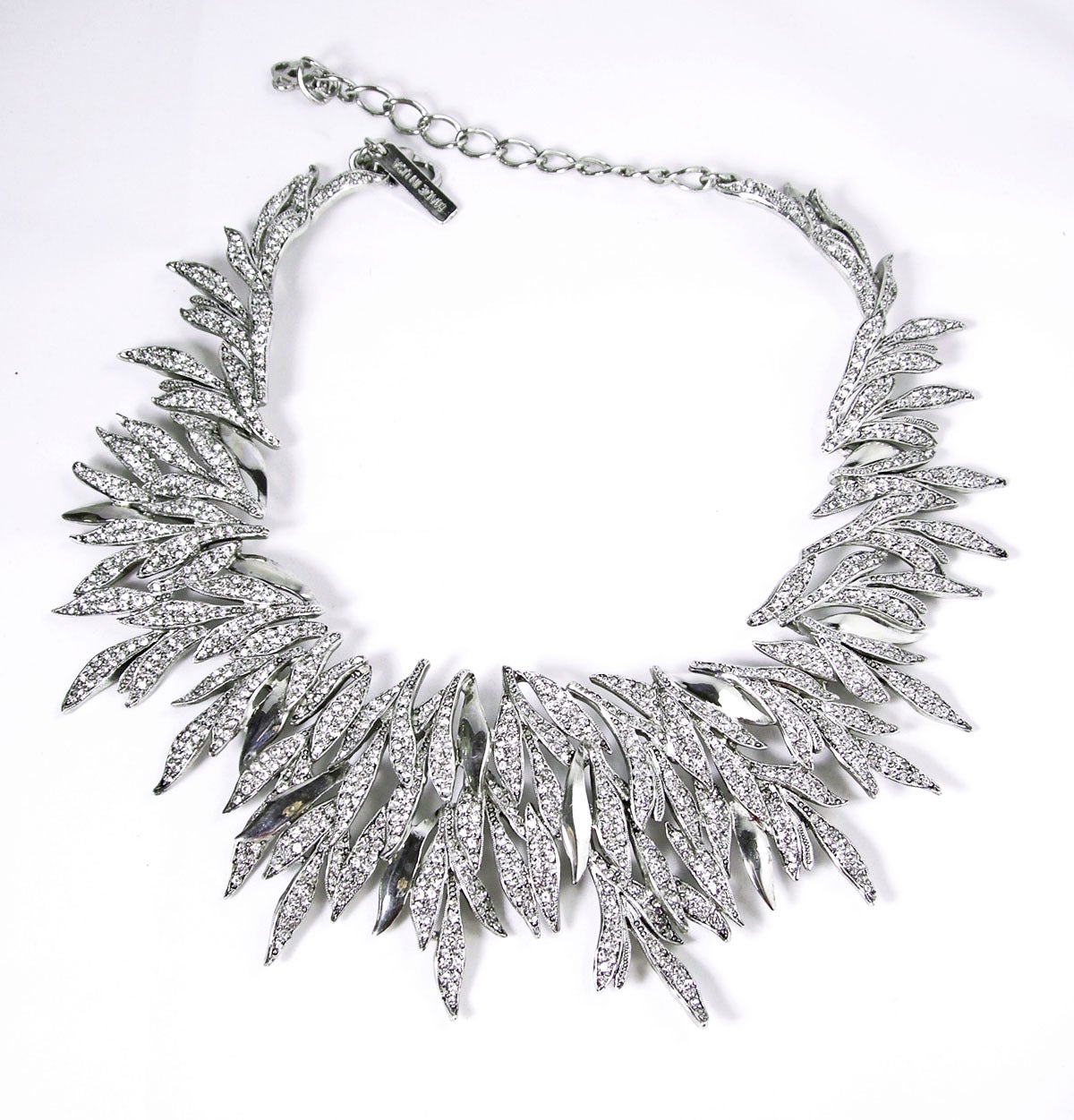 Oscar De La Renta Runway Cascading Crystal Leaf Necklace