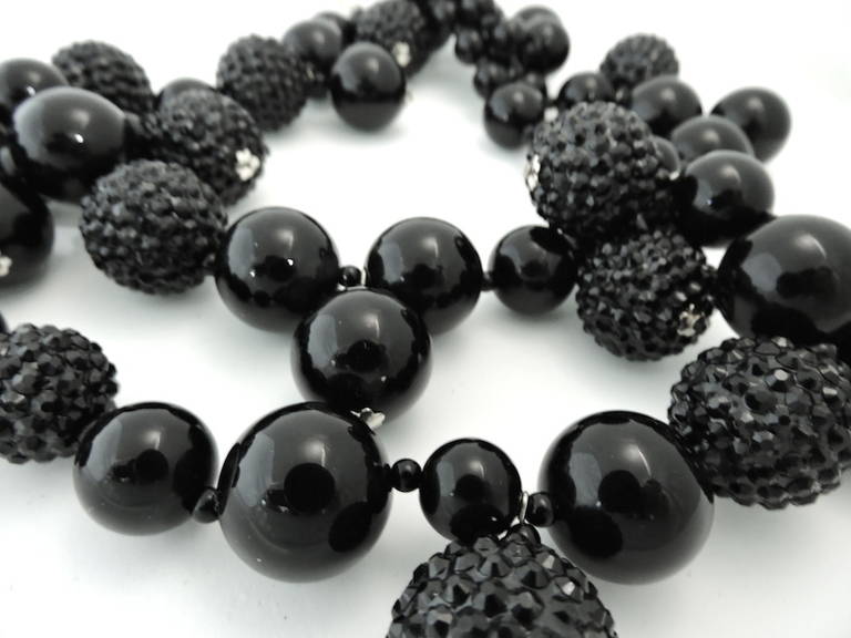 Kenneth J. Lane Black Beaded 3-Strand Necklace In New Condition For Sale In New York, NY