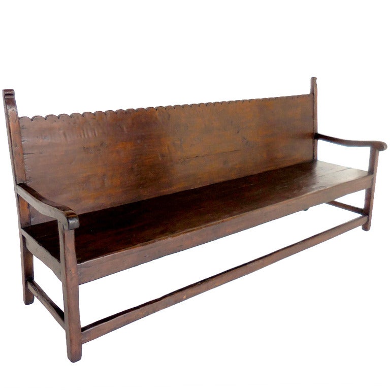 Custom Walnut Wood Scalloped Bench