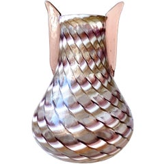 Barovier Seguso Ferro Murano Patchwork Mosaic Italian Art Glass Flower Vase