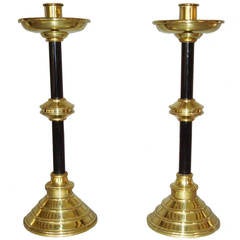 A C19th Pair of Candlesticks of Ecclesiastical Design 11