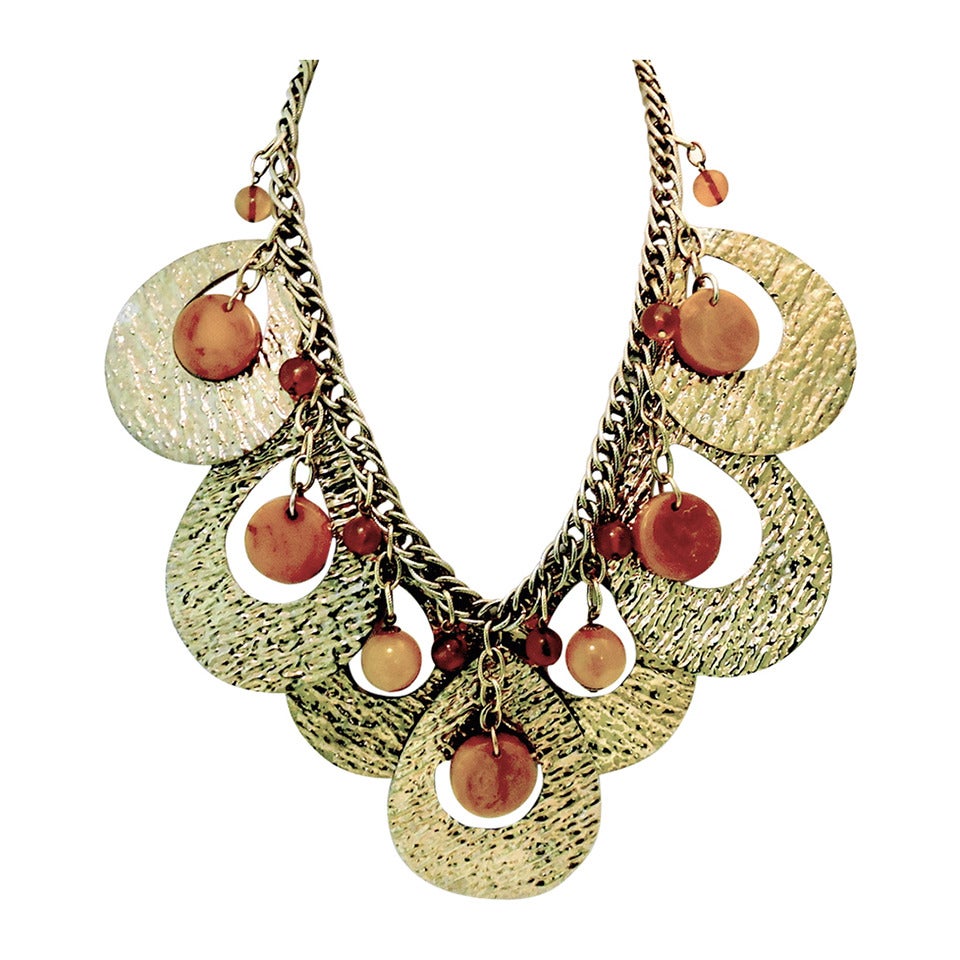 Vintage Anka Bakelite & Gold-Tone Necklace For Sale