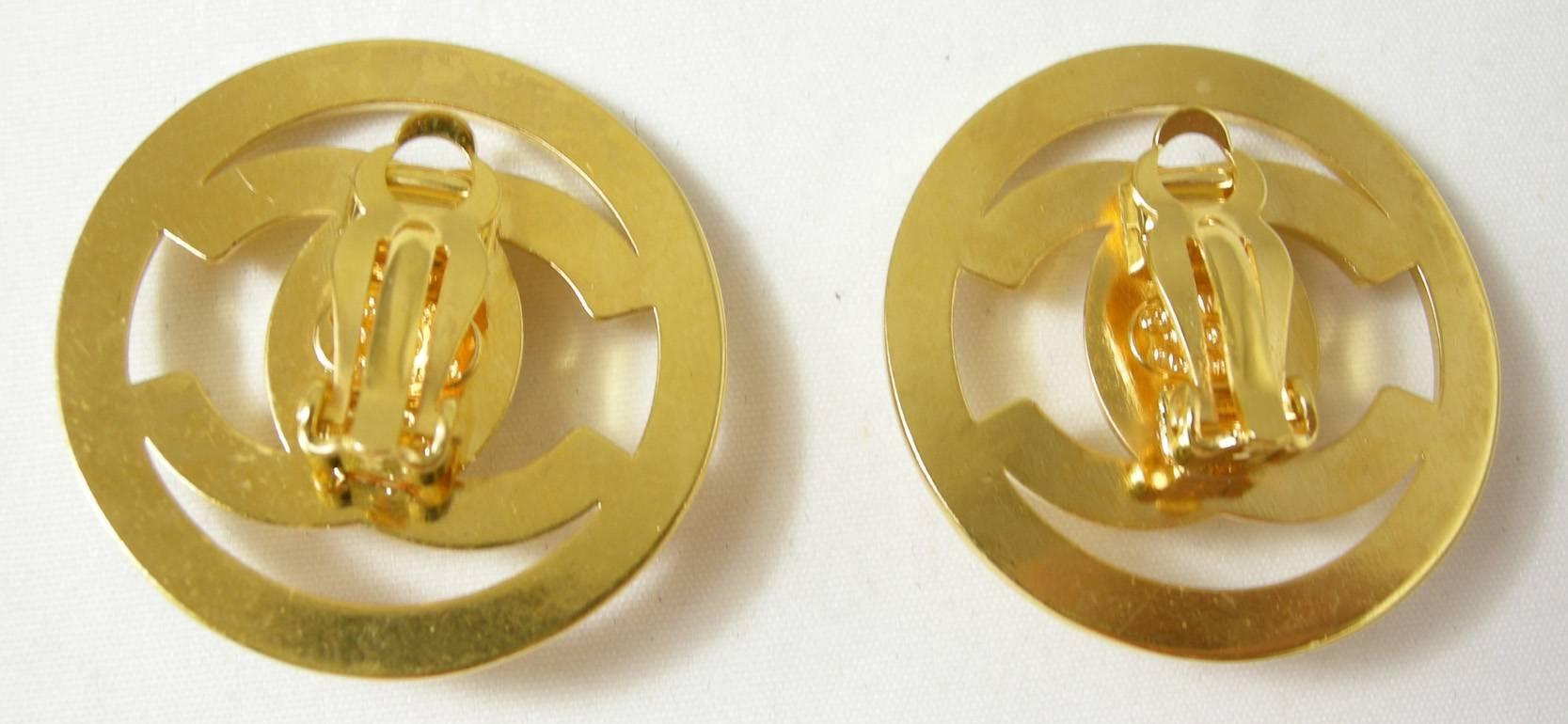 Women's Vintage Signed Chanel Logo Earrings