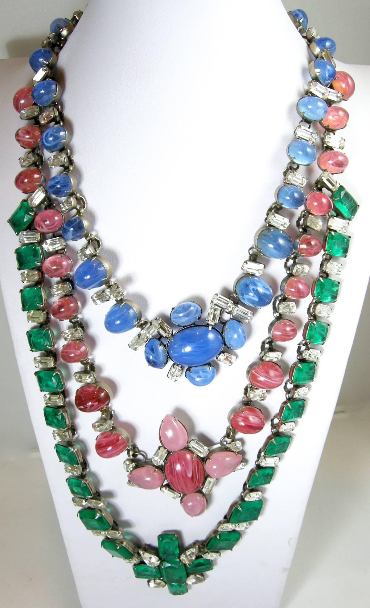 Women's Vintage Huge Iradj Moini “One-of-a-Kind” Multicolor Cabochon and Rhinestone Neck