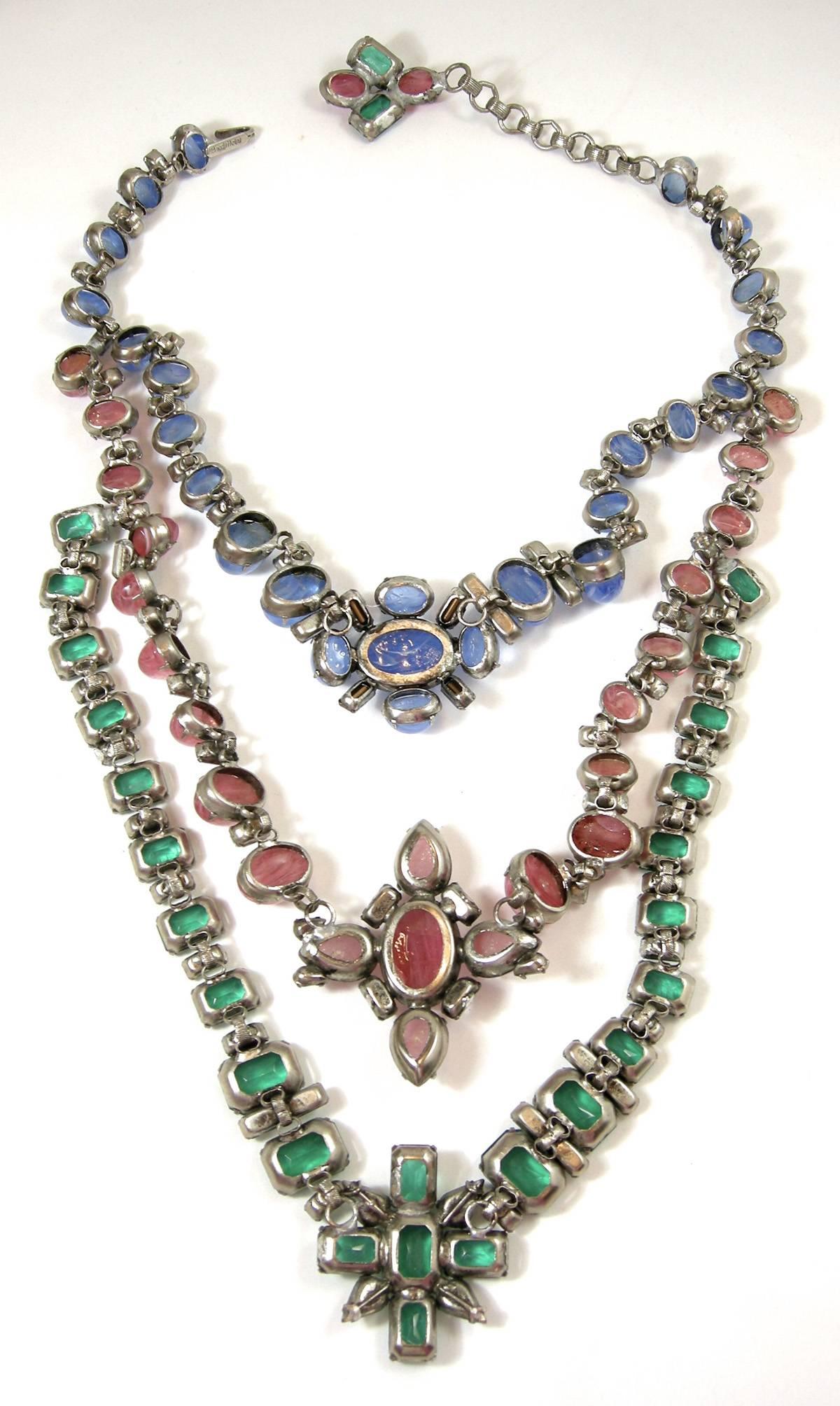 Vintage Huge Iradj Moini “One-of-a-Kind” Multicolor Cabochon and Rhinestone Neck In Excellent Condition In New York, NY