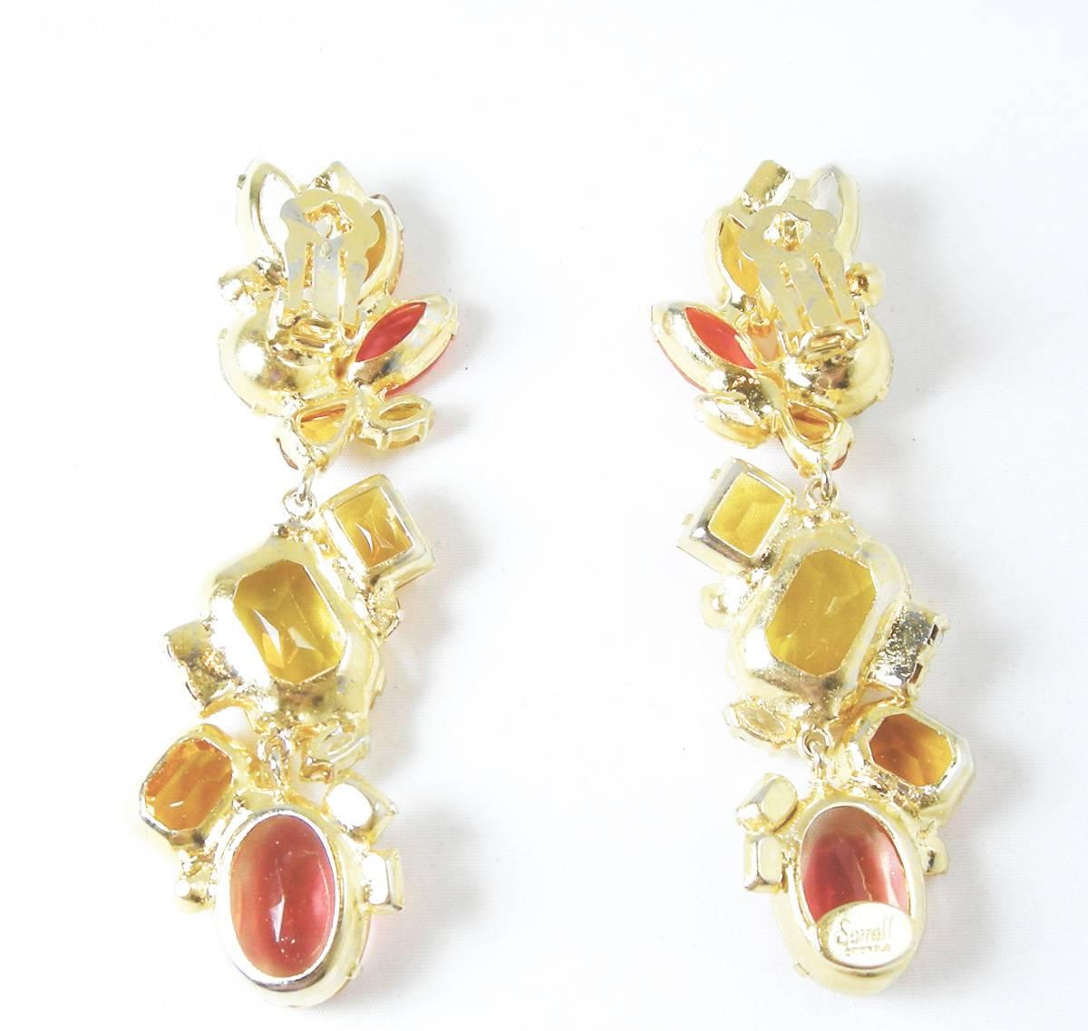 Robert Sorrell Citrine Crystal Dangling Earrings In Excellent Condition In New York, NY