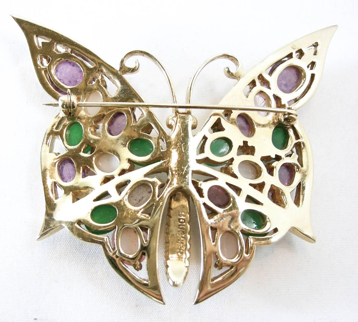 Vintage 60s Boucher Butterfly Pin In Excellent Condition In New York, NY