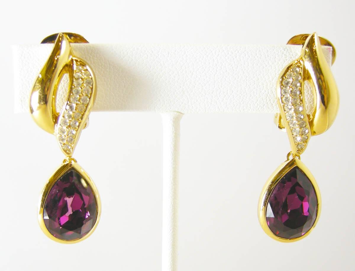 amethyst clip on earrings