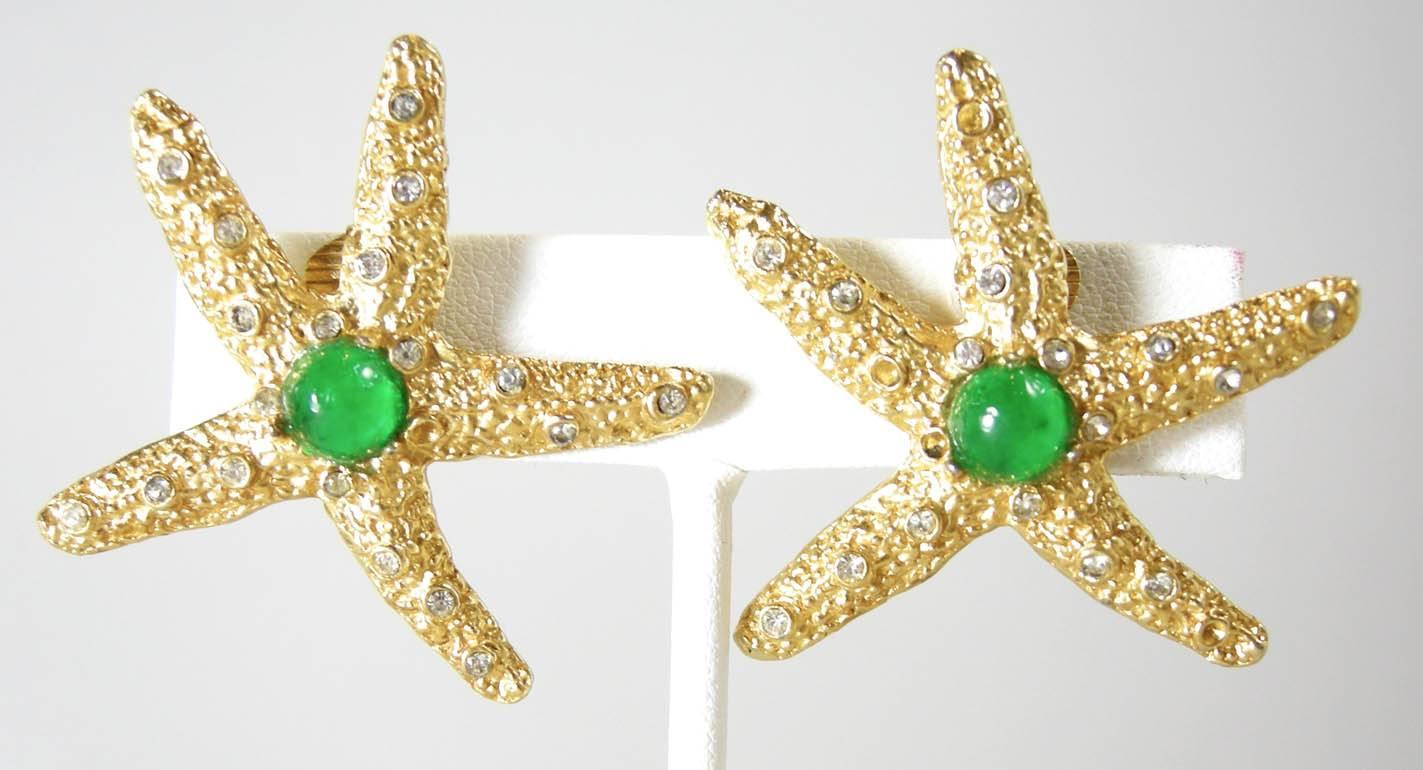 Vintage 1960s Signed K.J.L. Starfish Earrings In Excellent Condition In New York, NY