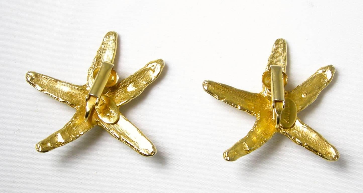 Women's Vintage 1960s Signed K.J.L. Starfish Earrings