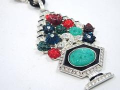 Kenneth J. Lane Fruit Salad & Rhinestone Pendant Necklace