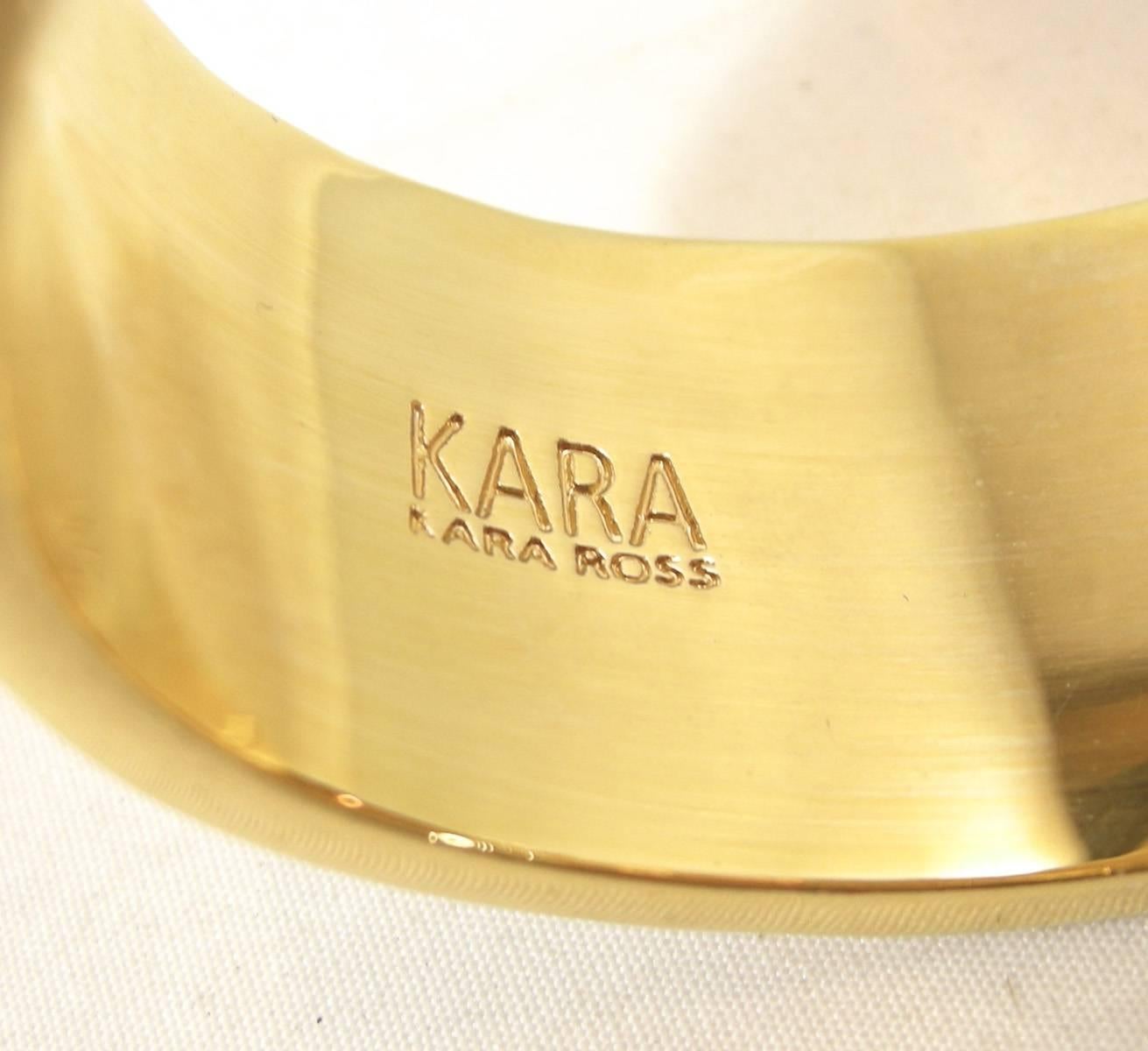 Women's Vintage Kara Ross Modernist Ornate Enamel Clamper Bracelet