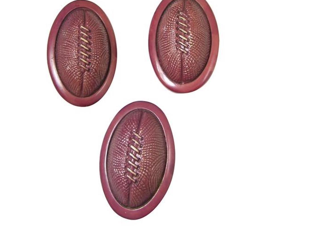 Women's or Men's Vintage Rare 1930s Celluloid Football Buttons For Sale