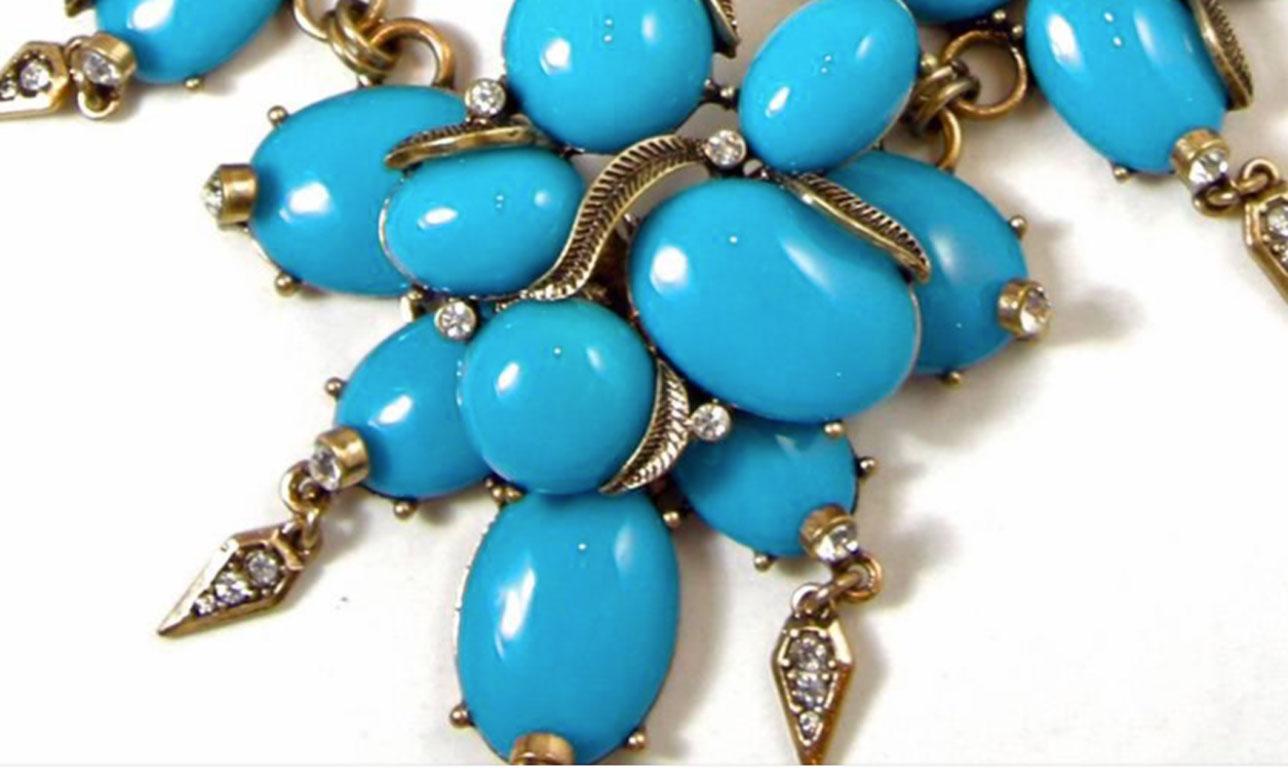 Women's Oscar De La Renta Faux Turquoise Cabochon Necklace For Sale