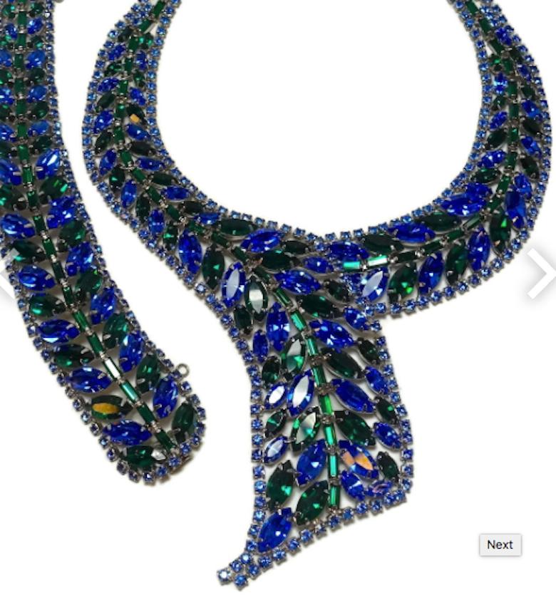 vintage blue crystal necklace