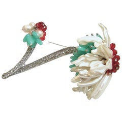Robert Sorrell Larger Faux Pearl Floral Brooch