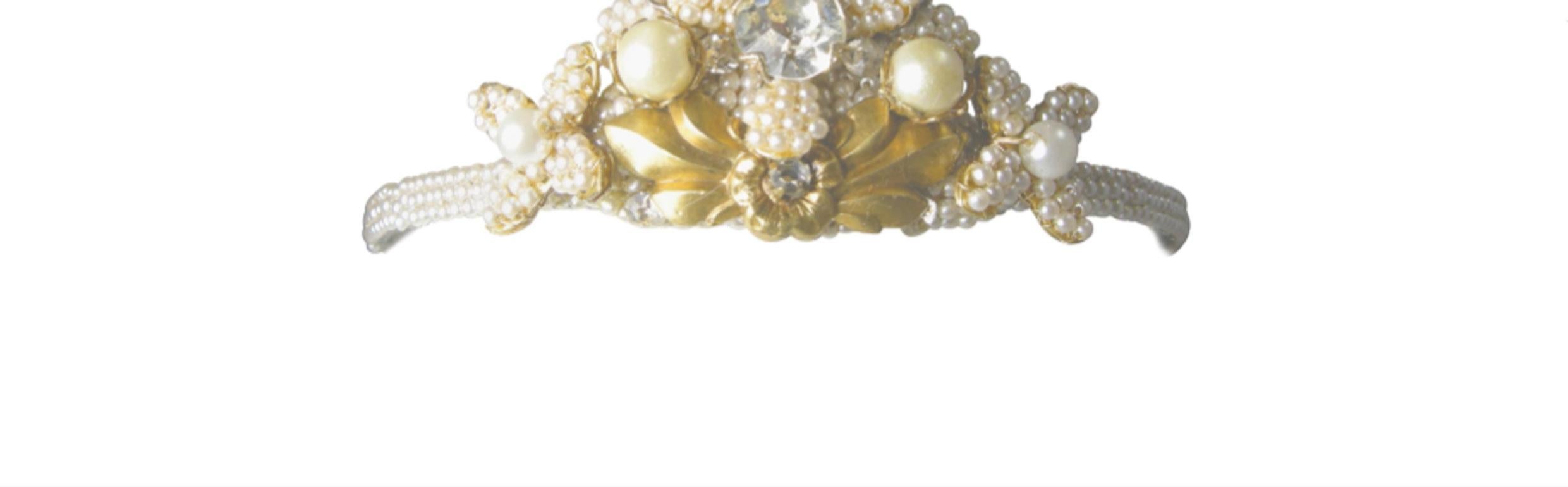 Women's or Men's Rare Vintage Miriam Haskell Faux Pearl Tiara/Headband For Sale