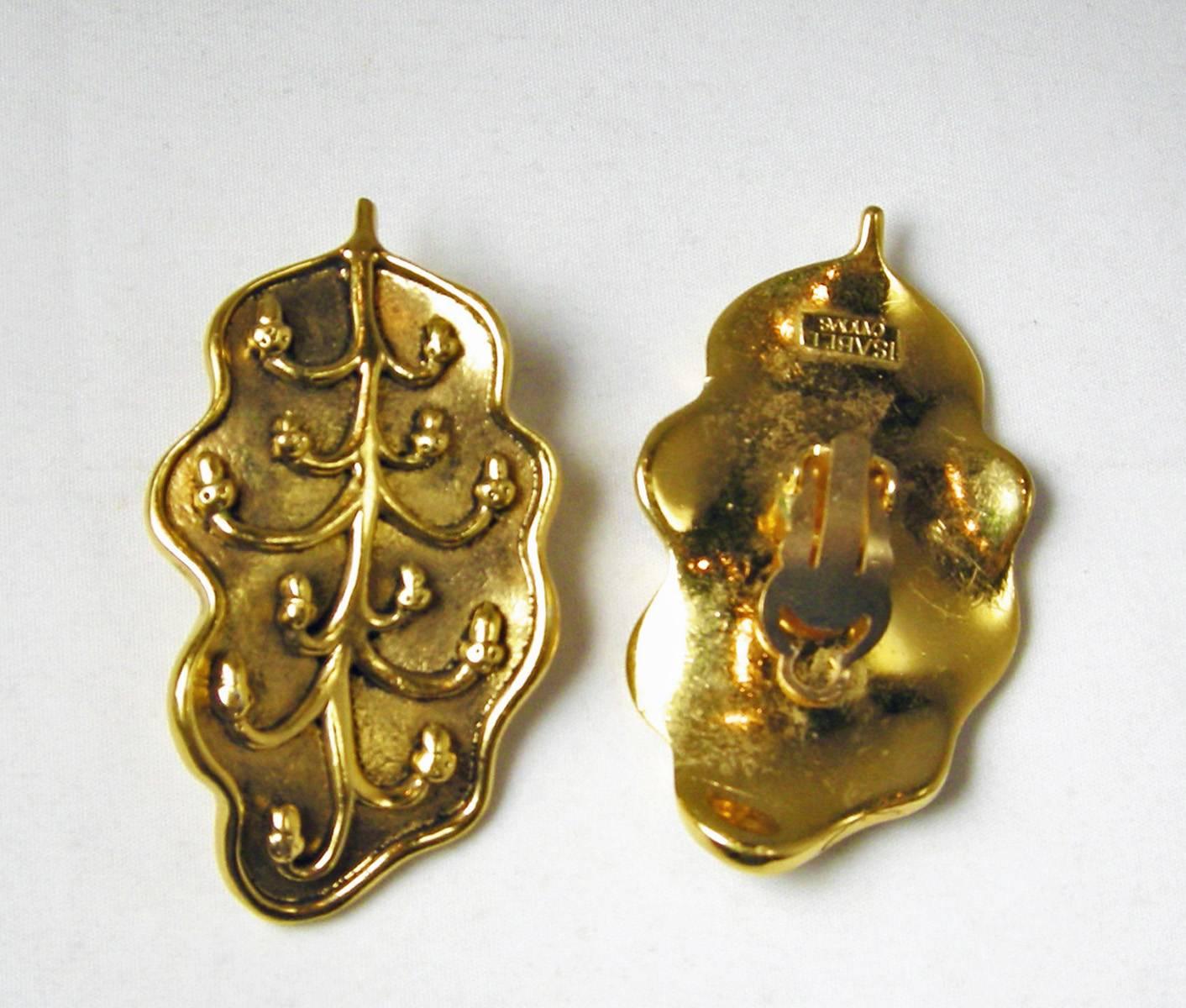 Women's Isabel Canovas Vintage Faux Gold Leaf Earrings For Sale