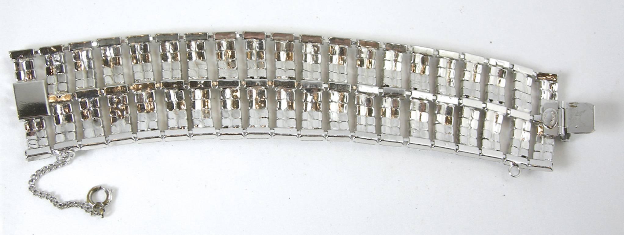 Vintage 1950s Signed Hattie Carnegie Rhinestone Bracelet In Excellent Condition In New York, NY