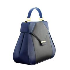AEVHA London Navy and Charcoal Leather Carnelia Tote
