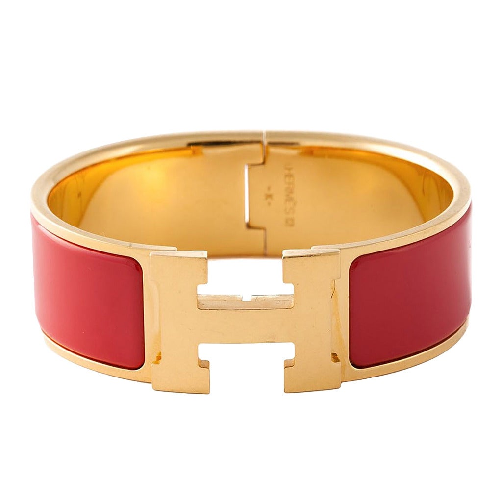 Hermès 'Clic Clac H' Red Bracelet