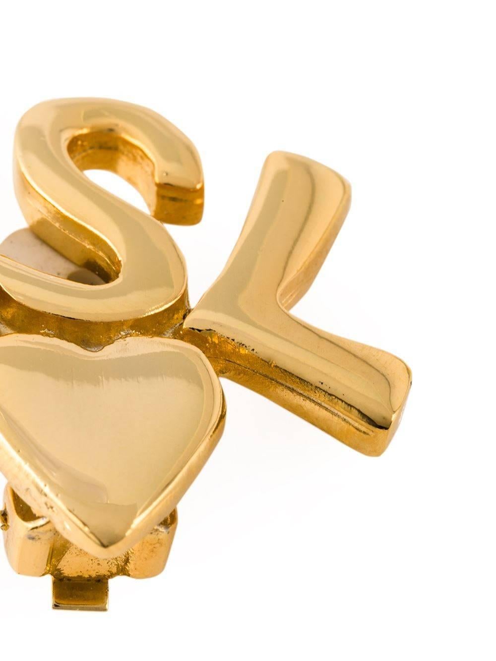 Yves Saint Laurent Logo Heart Earrings In Excellent Condition In London, GB