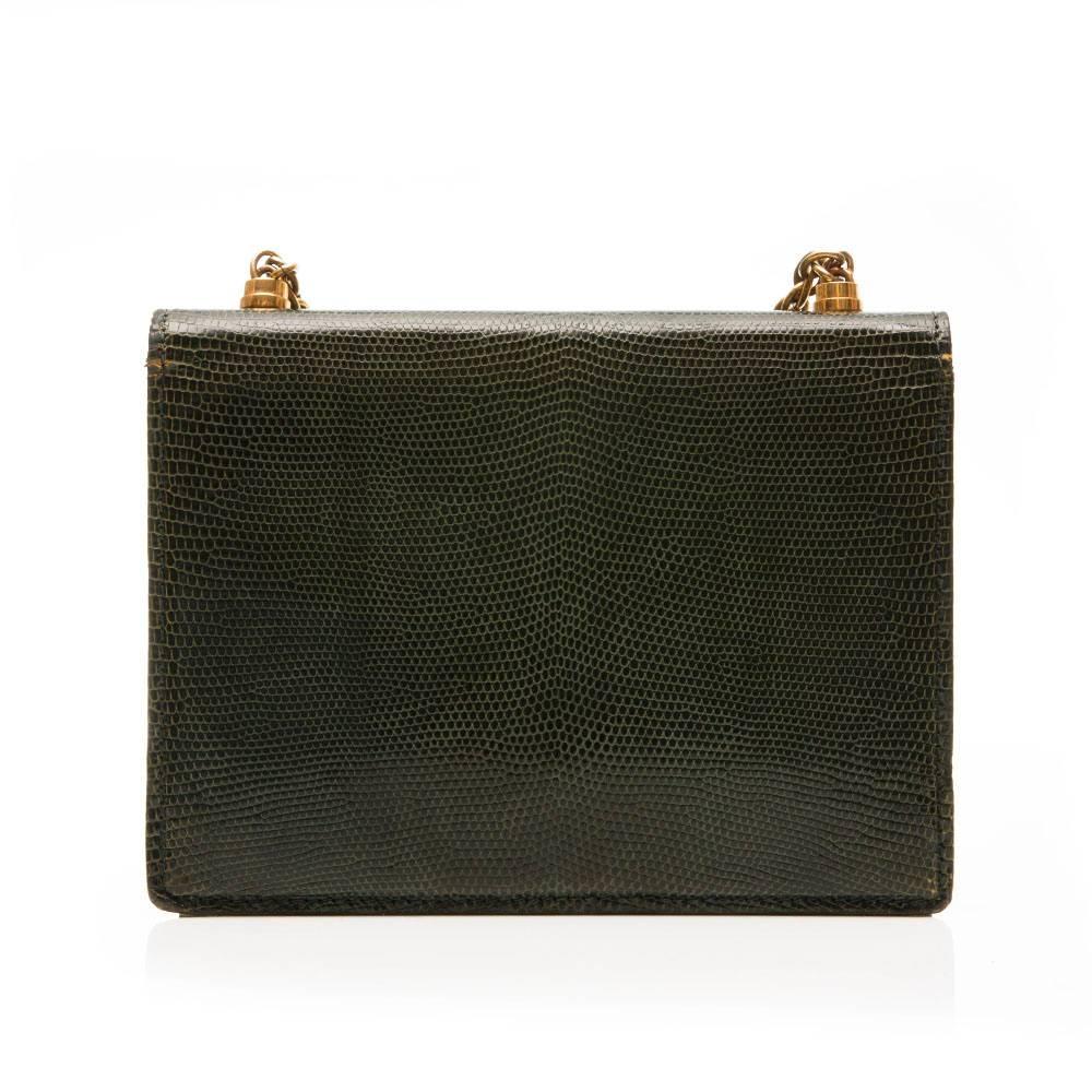 Gucci Vintage Eidechsenhaut Handtasche (Schwarz)