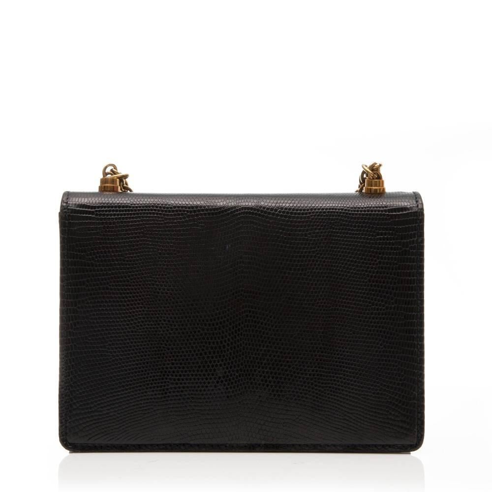 Gucci Vintage Eidechsenhaut Handtasche (Schwarz)