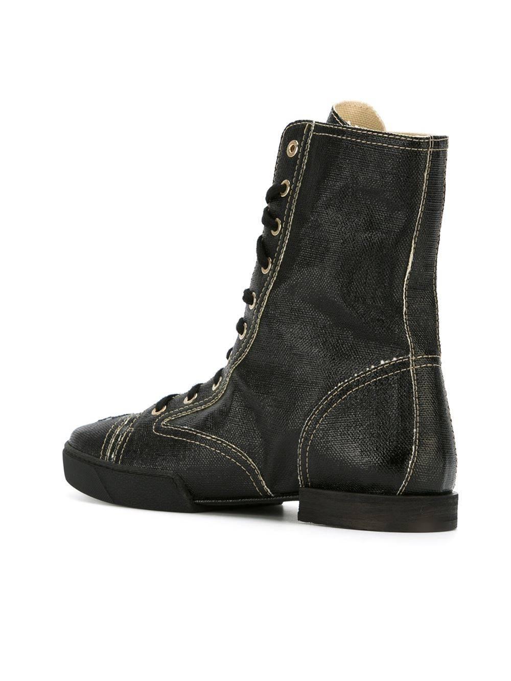 chanel lace up boots