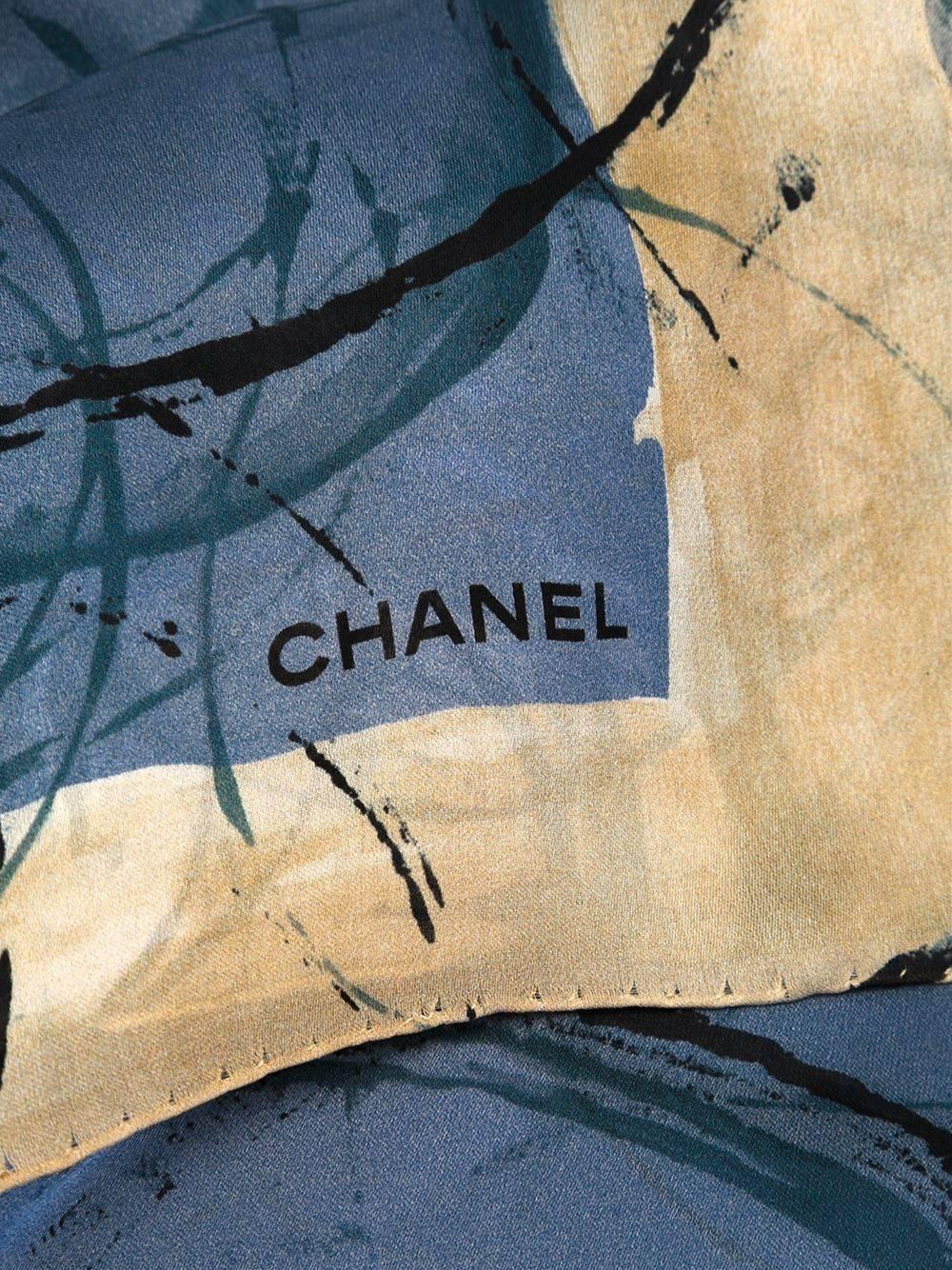 Gray Chanel Abstract Ring Print Scarf